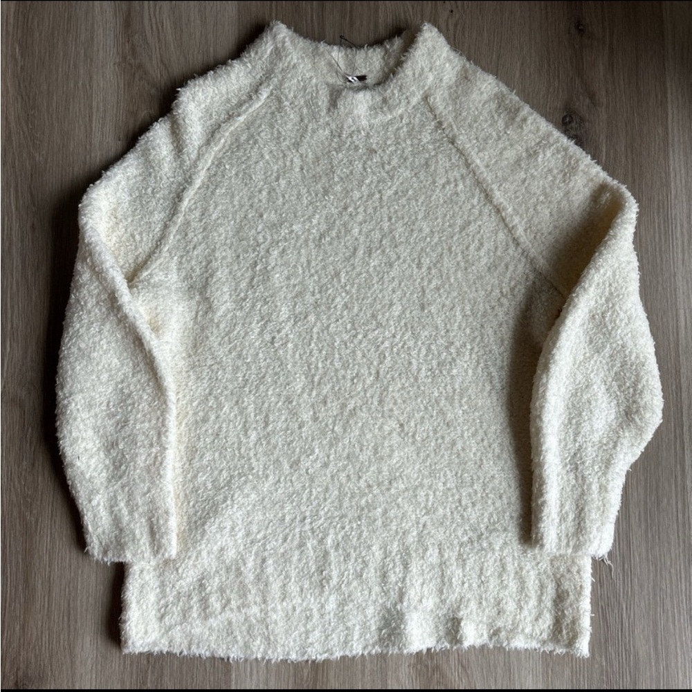 Free People Beige Oversized Shag Sweater